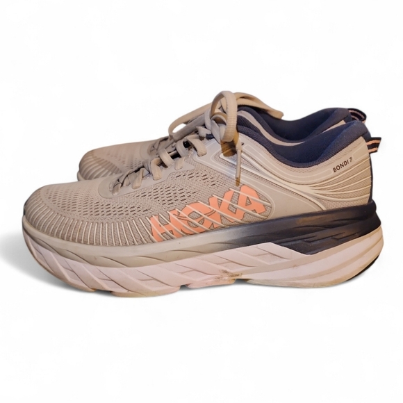 Hoka One One Women Bondi 7 1110519 LRBI Gray Running Shoes Sneakers Size 7 Lunar - Picture 4 of 8